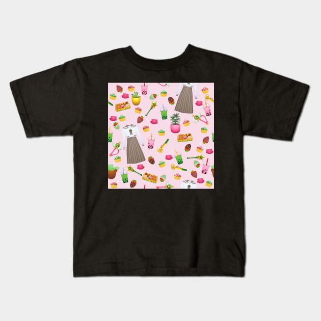 Makoto Kino Tiled Pattern (Pink) Kids T-Shirt by ziafrazier